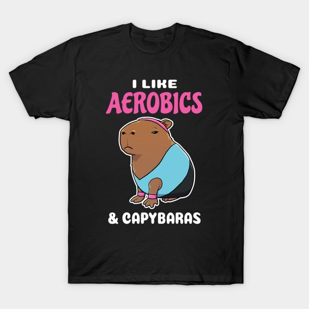 I Like Aerobics and Capybaras Cartoon T-Shirt by capydays